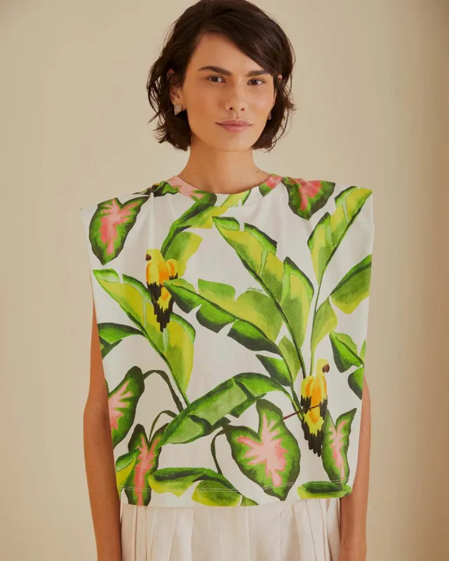 Off-White Summer Foliage T-Shirt sold by ban.do