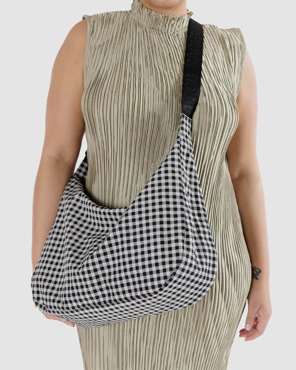 Medium Nylon Crescent Bag - Black + White Gingham sold by ban.do product image thumbnail 2