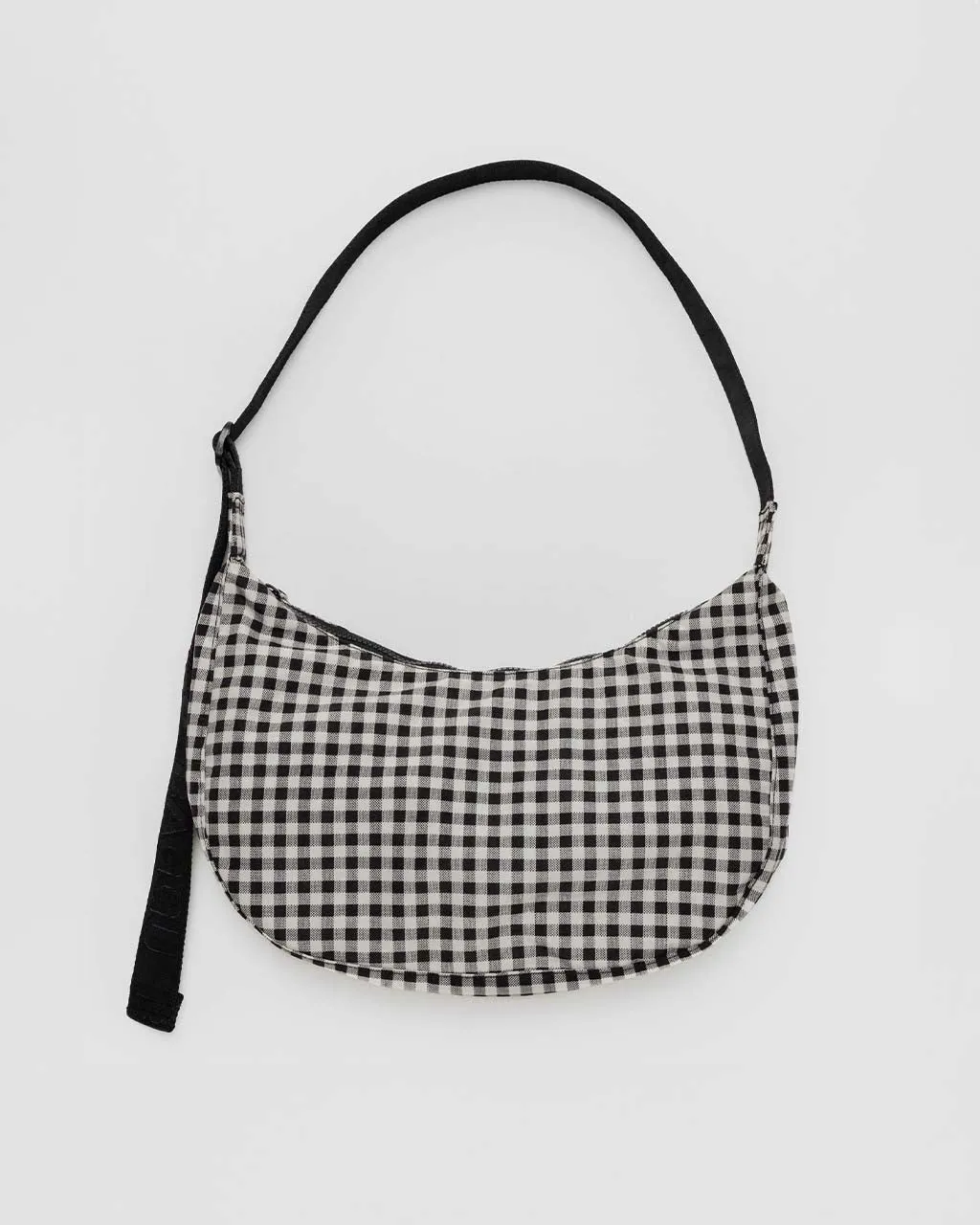 Medium Nylon Crescent Bag - Black + White Gingham sold by ban.do