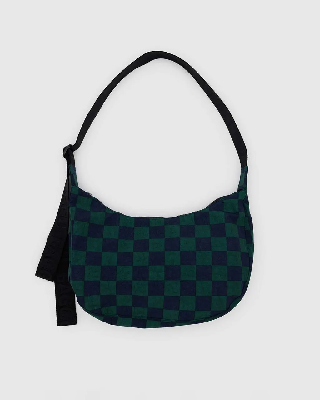 Medium Nylon Crescent Bag - Navy Green Check sold by ban.do