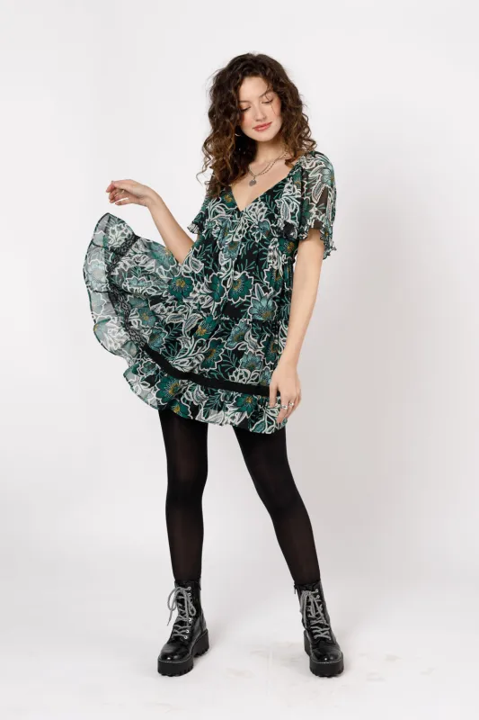 Maisie Emerald Floral Mini Dress sold by Band of Gypsies
