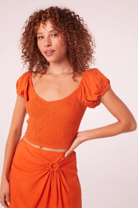 Beverly Clay Linen Smocked Top sold by Band of Gypsies