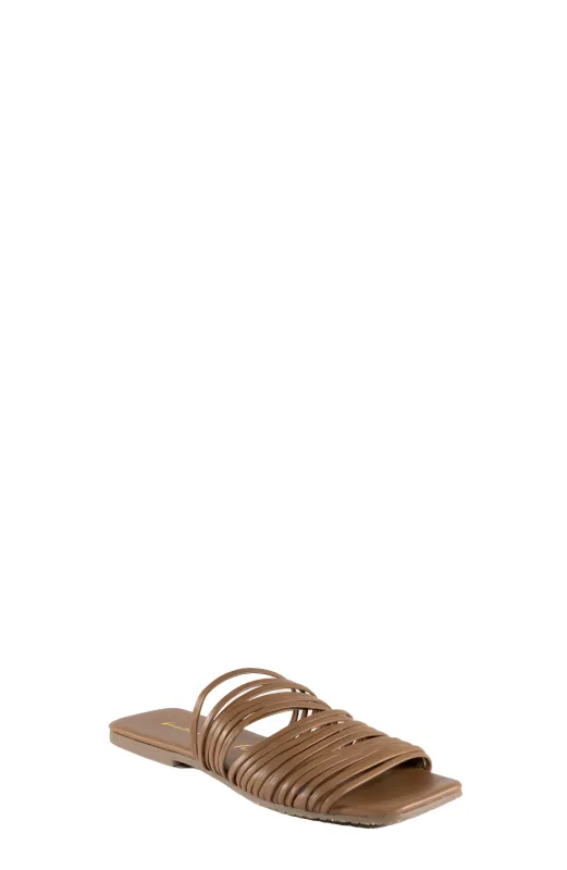 Lyra Tan Leather Strappy Slide Sandal sold by Band of Gypsies