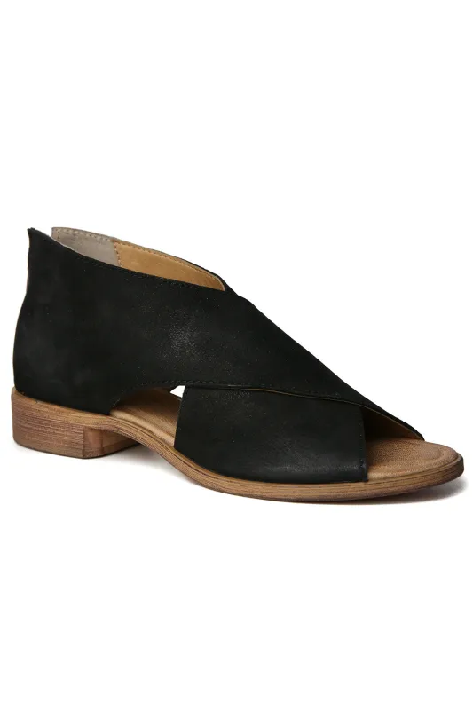 Venice Black Leather Wrap Sandal sold by Band of Gypsies