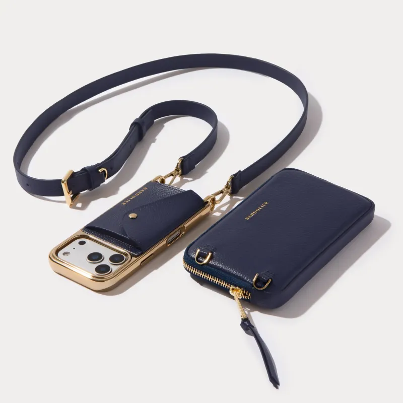 Hailey Pouch Set - Navy Chrome/Gold made by Bandolier