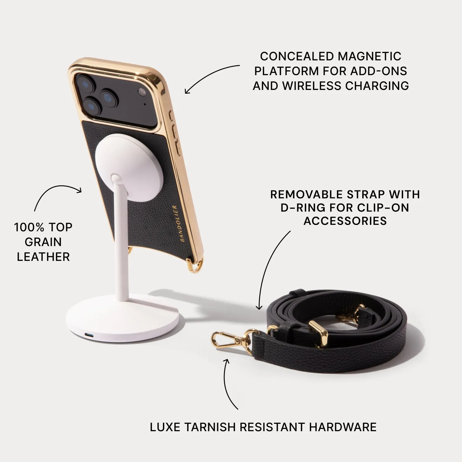 Ivy Large Mirror Wallet Crossbody Phone Case - Black/Gold sold by Bandolier product image thumbnail 2