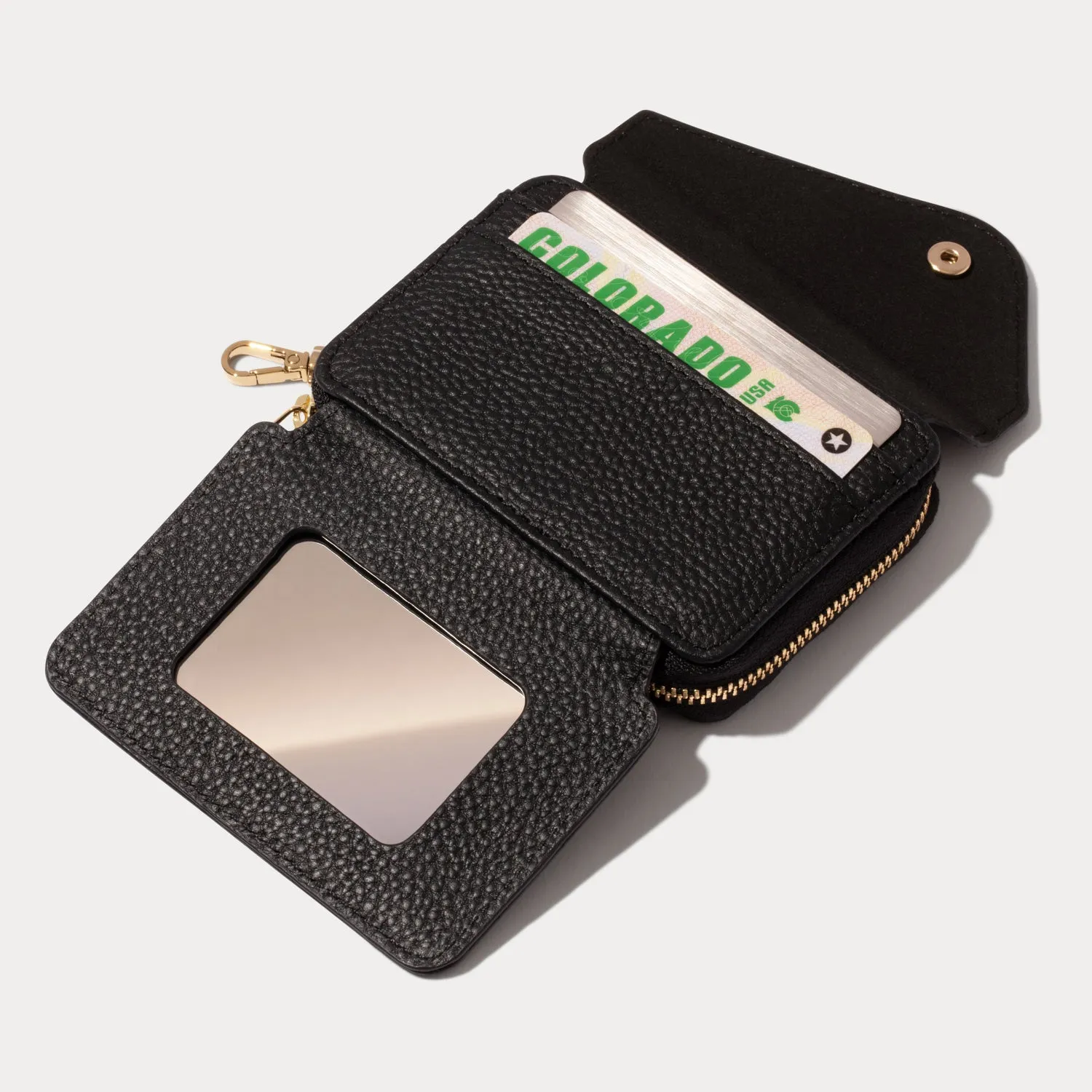 Ivy Large Mirror Wallet Crossbody Phone Case - Black/Gold sold by Bandolier product image thumbnail 5