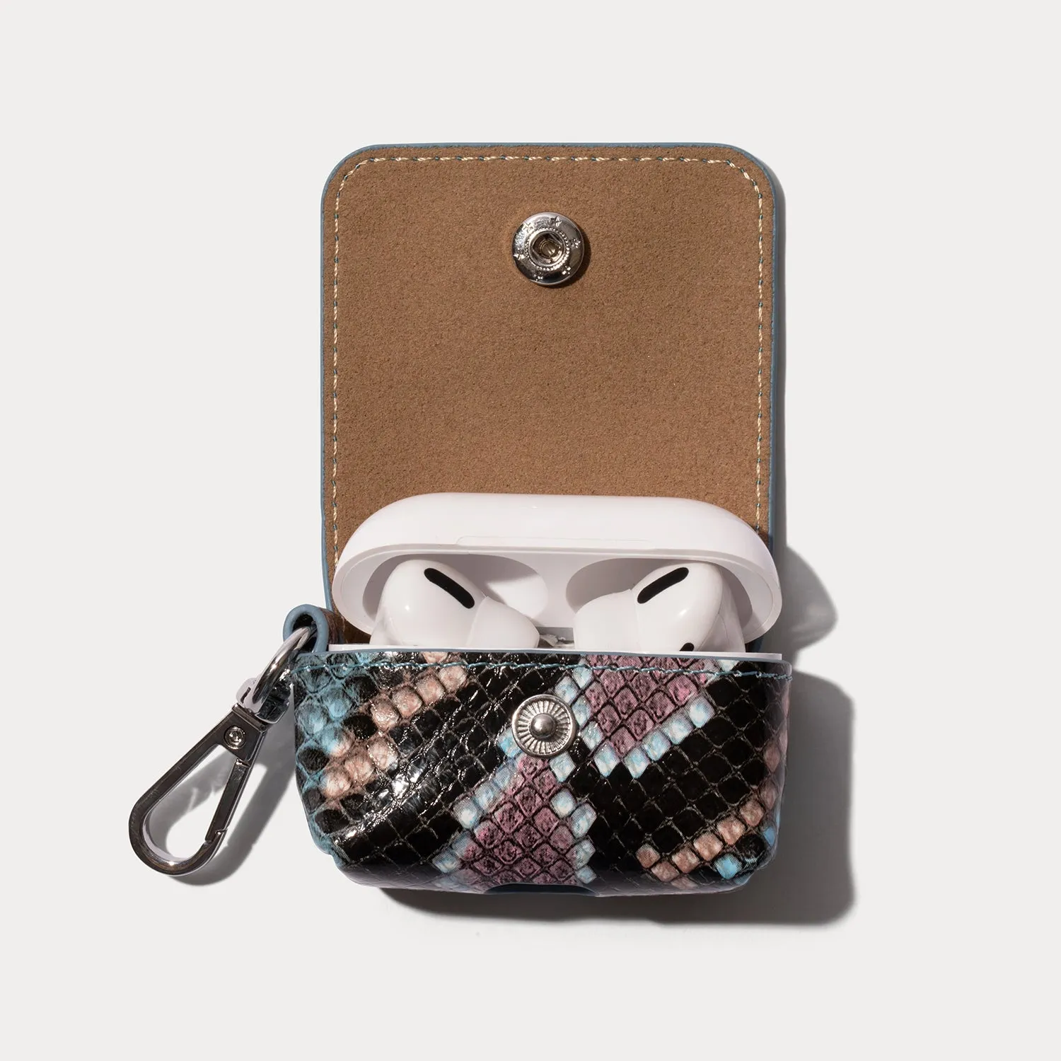 Avery AirPods Clip-On Pouch - Prism Snake/Silver Chrome sold by Bandolier