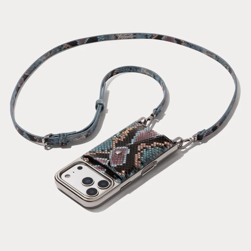 Donna Chrome Crossbody Phone Case - Prism Snake/Silver Chrome made by Bandolier