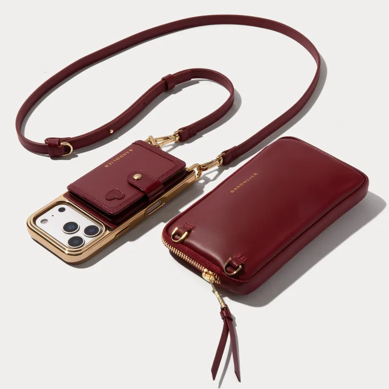 Ivy Pouch Set - Cranberry/Gold made by Bandolier