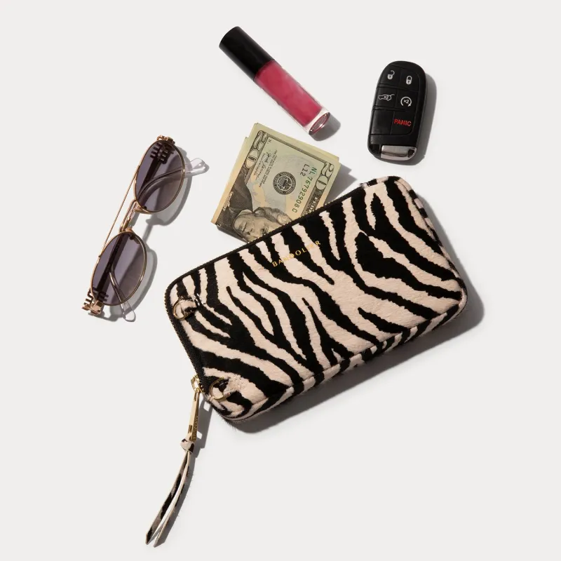 Expanded Zip Pouch - Zebra/Gold made by Bandolier