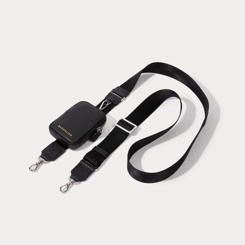 Bodie Crossbody Strap Only with Mini Zip Pouch - Black/Silver made by Bandolier