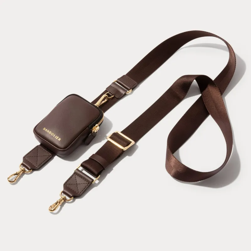 Bodie Crossbody Strap Only with Mini Zip Pouch - Espresso/Gold made by Bandolier