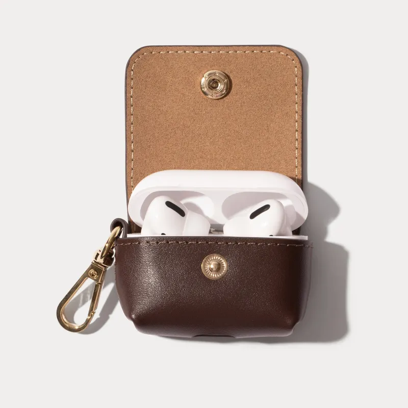 Avery AirPods Clip-On Pouch - Espresso Brown/Gold made by Bandolier