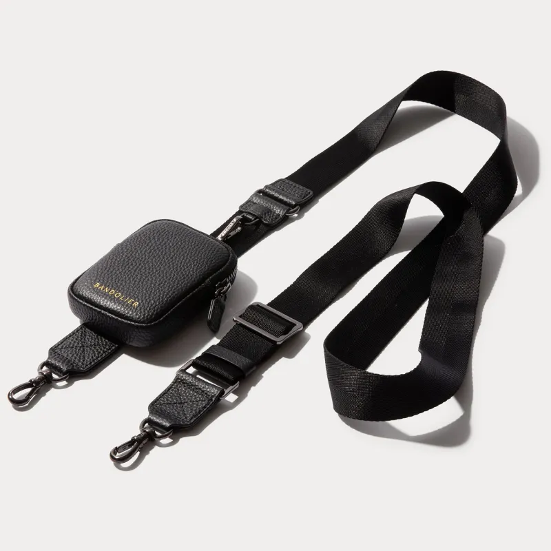 Bodie Crossbody Strap Only with Mini Zip Pouch - Black/Pewter made by Bandolier