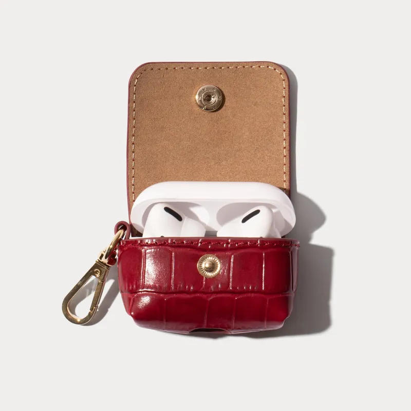 Avery AirPods Clip-On Pouch - Red Croc/Gold made by Bandolier