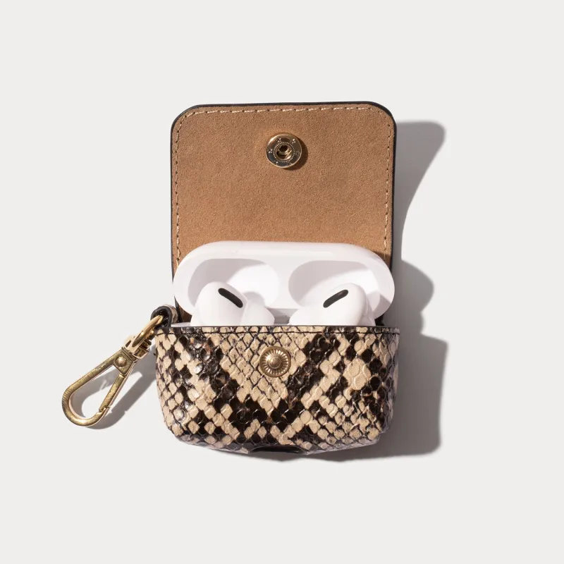 Avery AirPods Clip-On Pouch - Grey Snake/Gold made by Bandolier