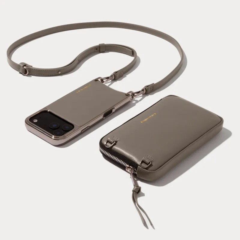 Rayna Chrome Pouch Set - Warm Gray/Antique Silver made by Bandolier