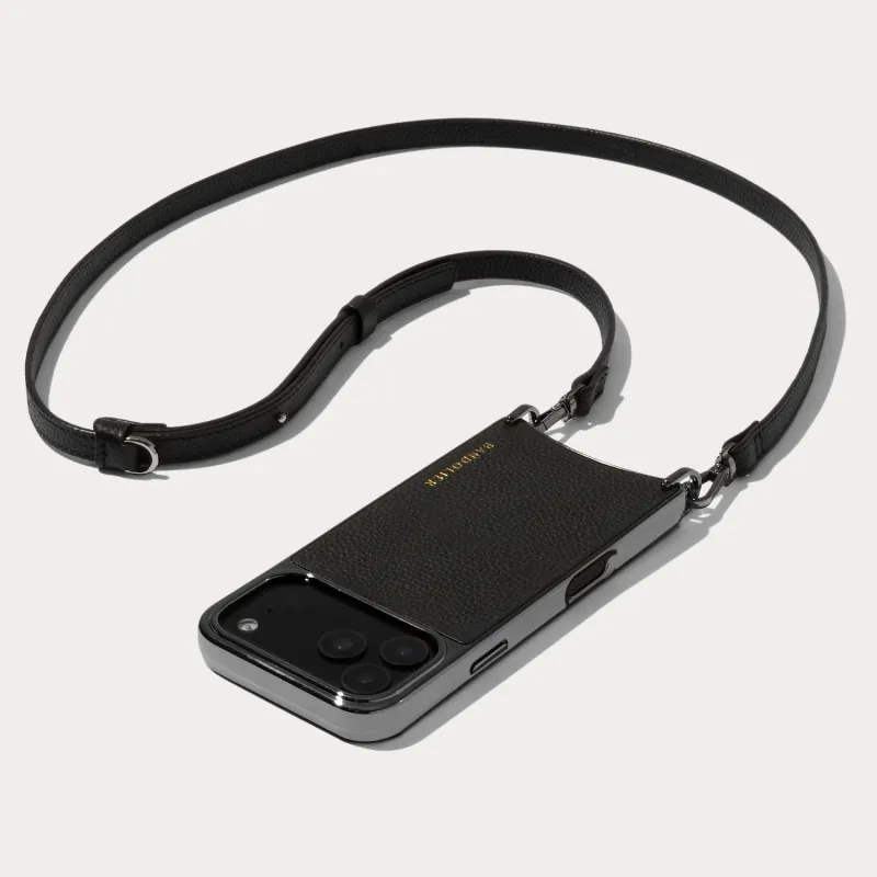 Rayna Chrome Crossbody Phone Case - Black/Pewter made by Bandolier