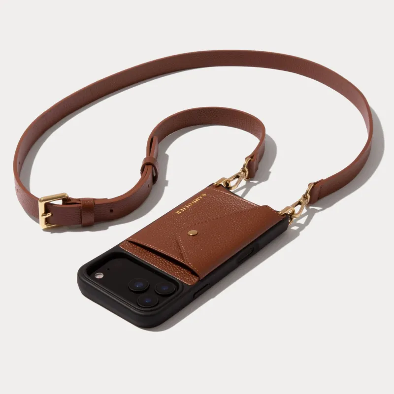 Hailey Side Slot Leather Crossbody Bandolier - Cognac/Gold made by Bandolier