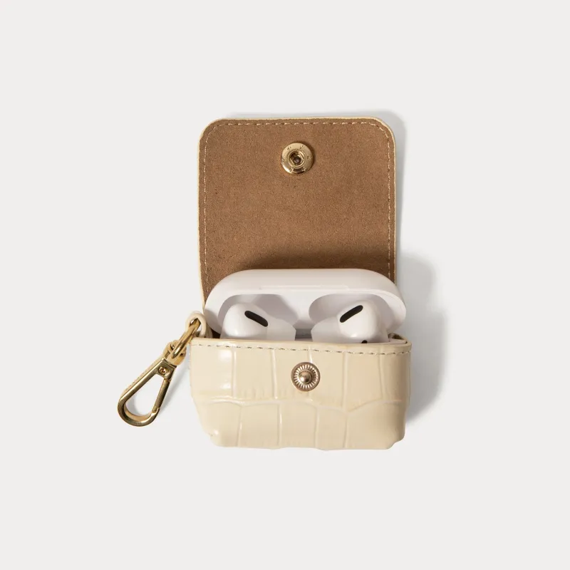 Avery AirPods Clip-On Pouch - Ivory Croc/Gold made by Bandolier