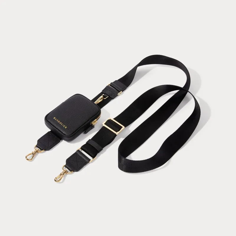 Bodie Crossbody Strap Only with Mini Zip Pouch - Black/Gold made by Bandolier