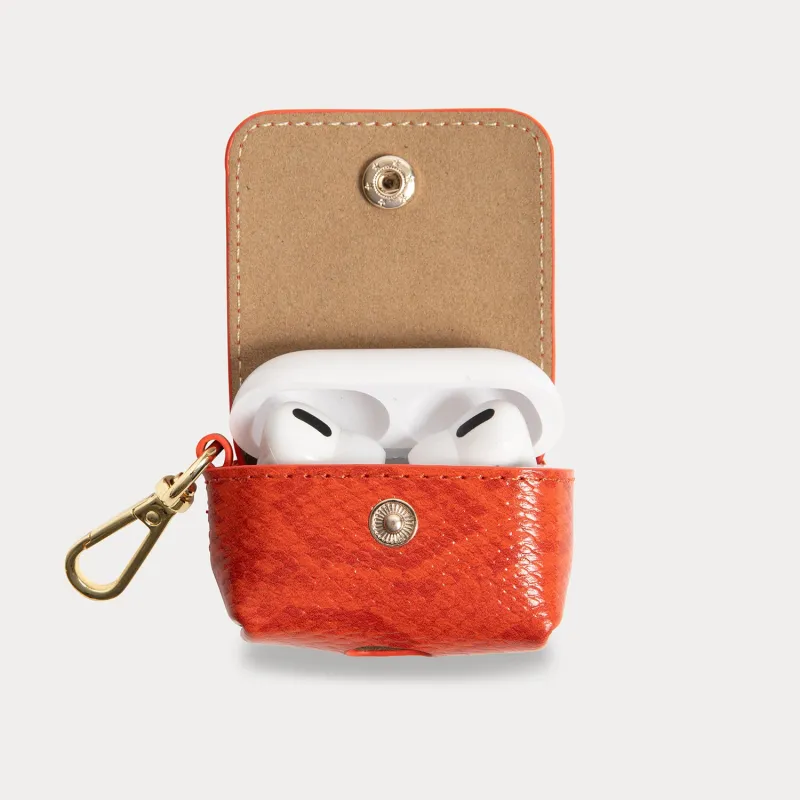 Avery AirPods Clip-On Pouch - Orange Snake/Gold made by Bandolier
