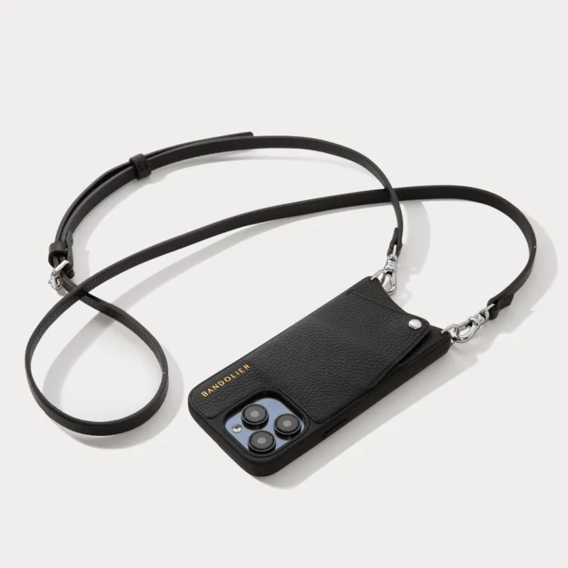 Emma Pebble Leather Crossbody Bandolier - Black/Silver made by Bandolier