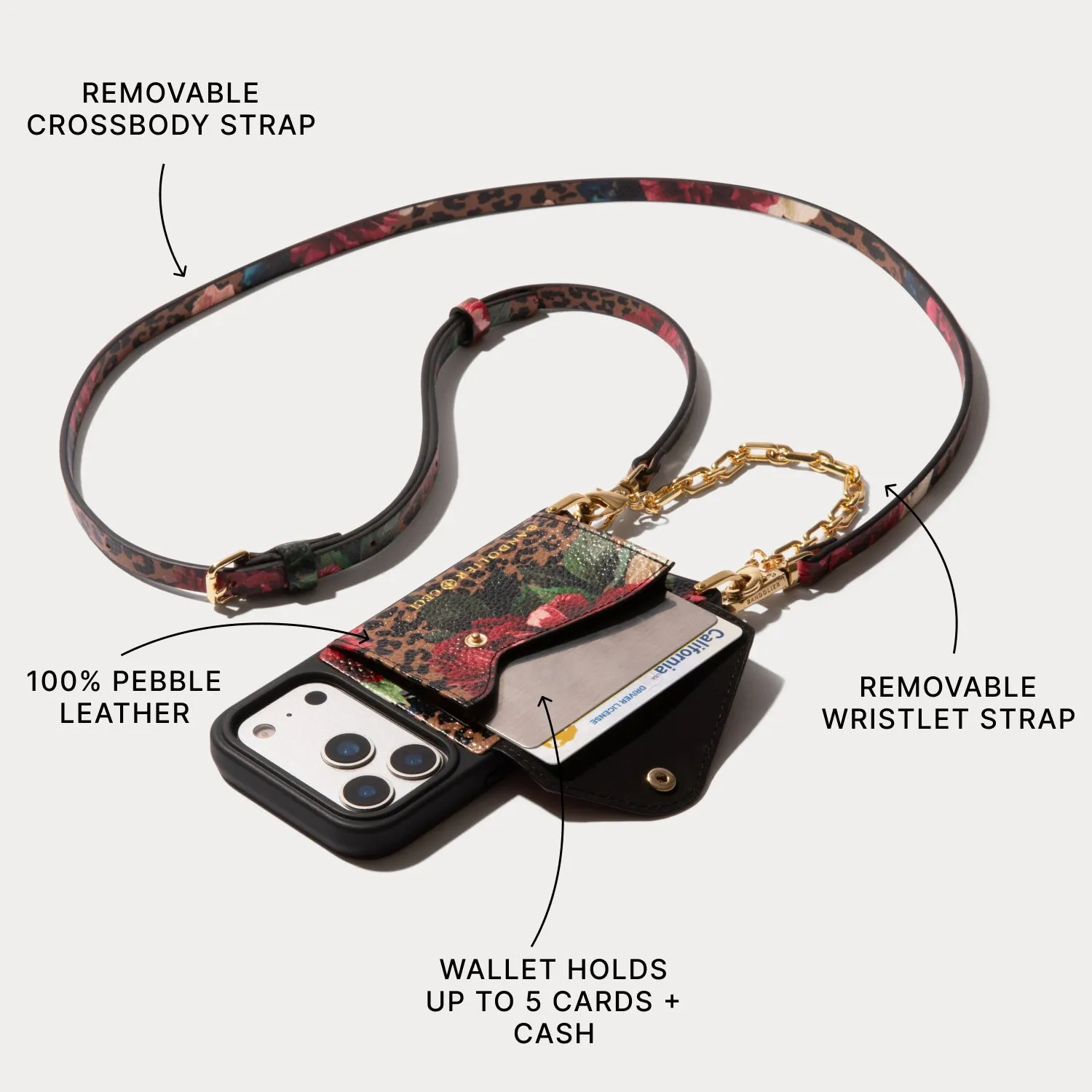 Valentina Essentials Set - Ceci Dark Floral Cheetah/Gold sold by Bandolier product image thumbnail 2