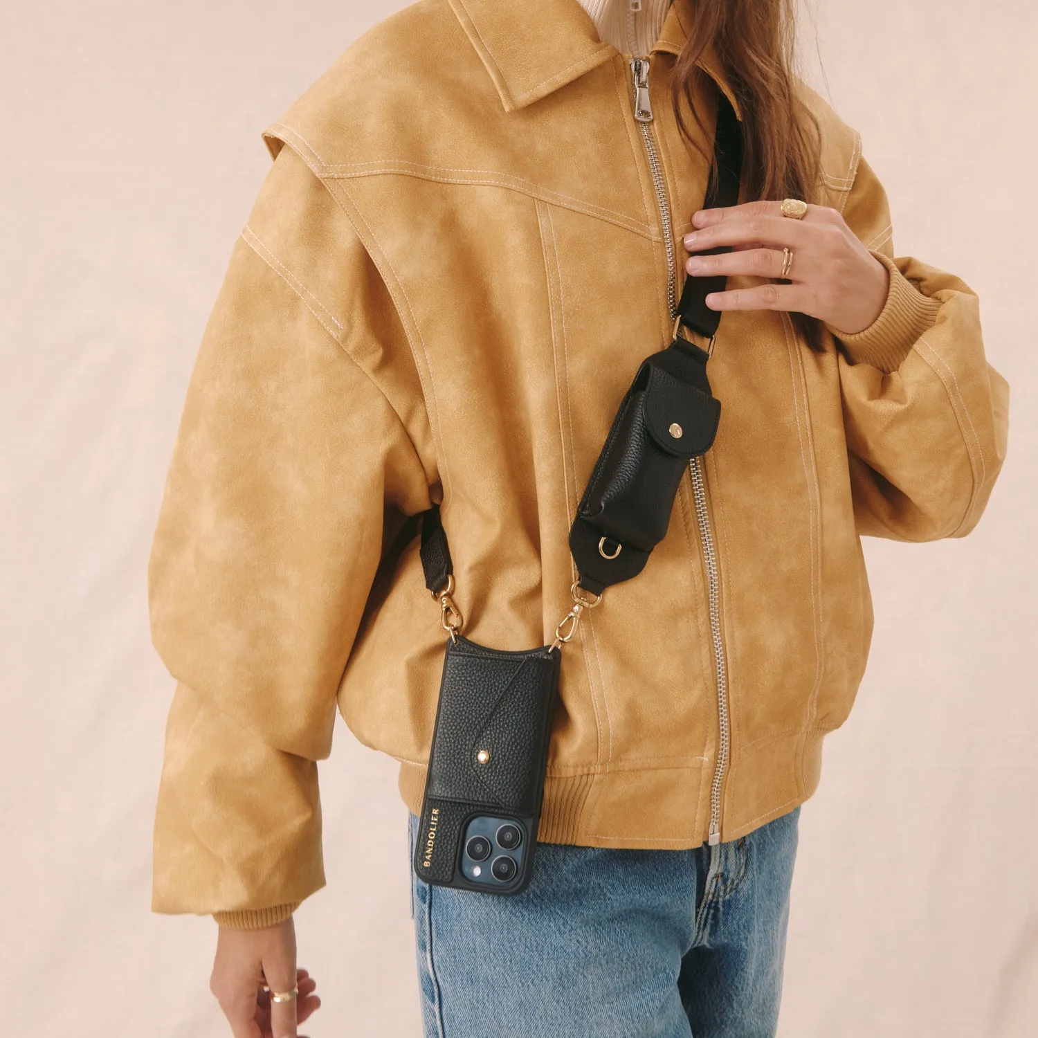 Lana Key Crossbody Strap - Black/Gold sold by Bandolier product image thumbnail 3