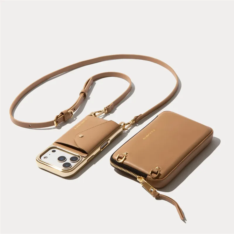 Donna Pouch Set - Tan/Chrome Gold made by Bandolier