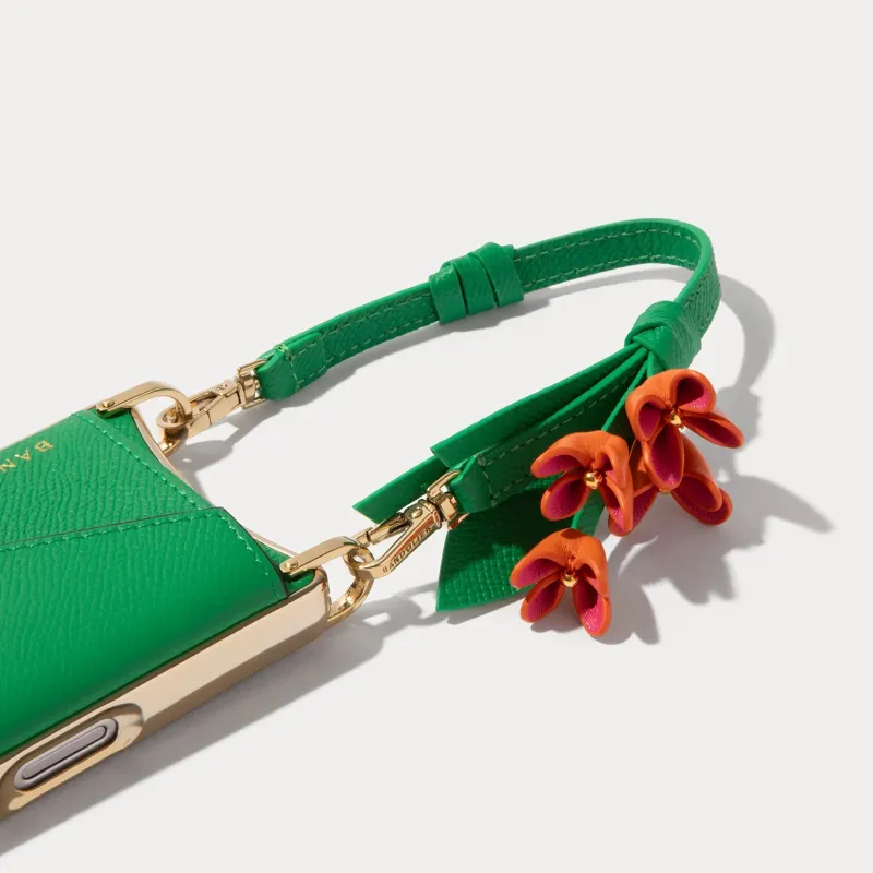 Flower Wristlet - Green Orange/Gold made by Bandolier