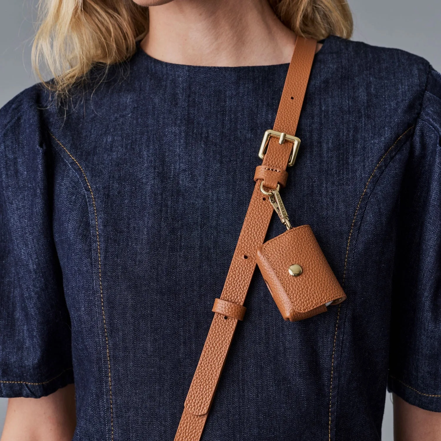 Avery AirPods Clip-On Pouch - Saddle Brown/Gold sold by Bandolier product image thumbnail 3