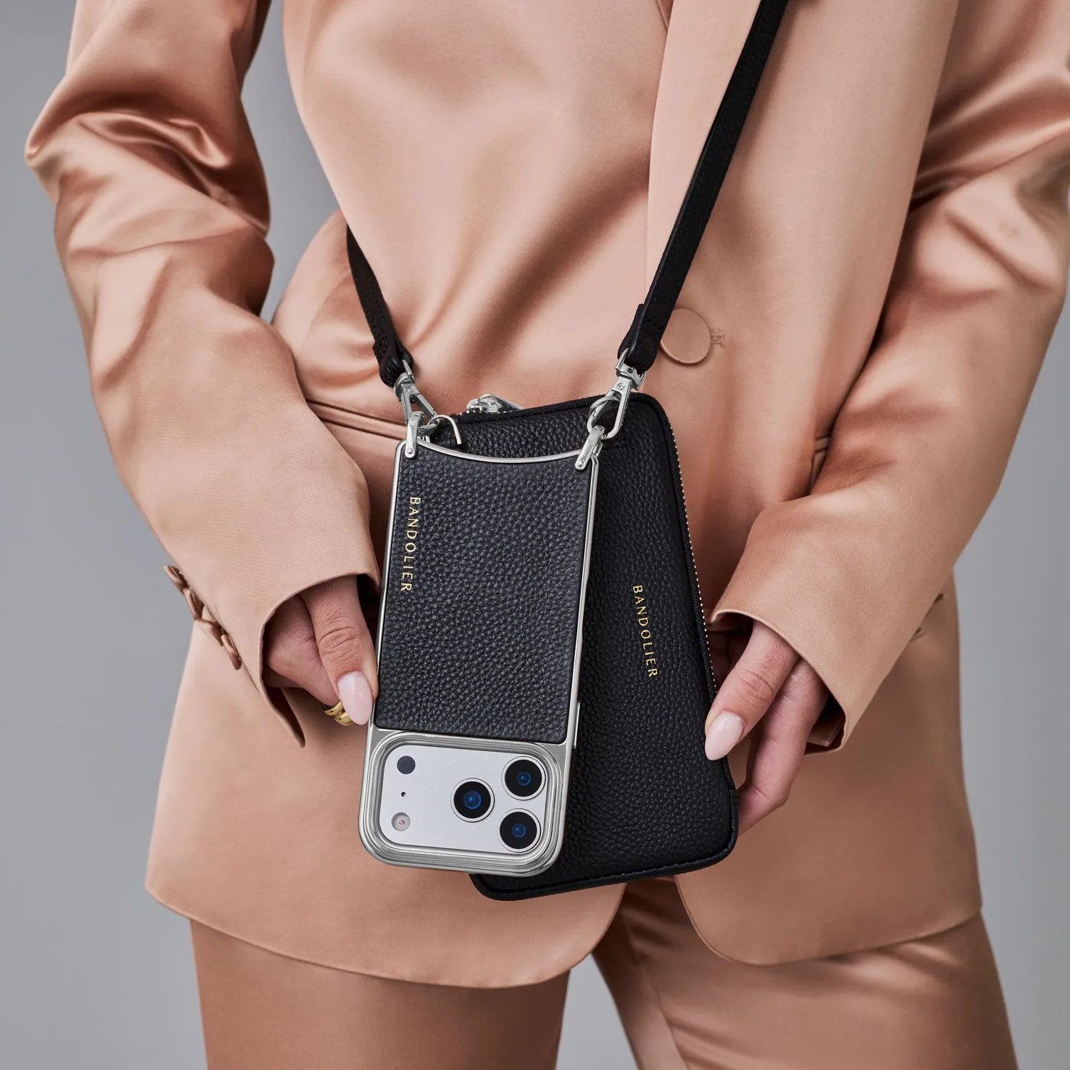 Rayna Chrome Pouch Set - Black/Chrome Silver sold by Bandolier product image thumbnail 3