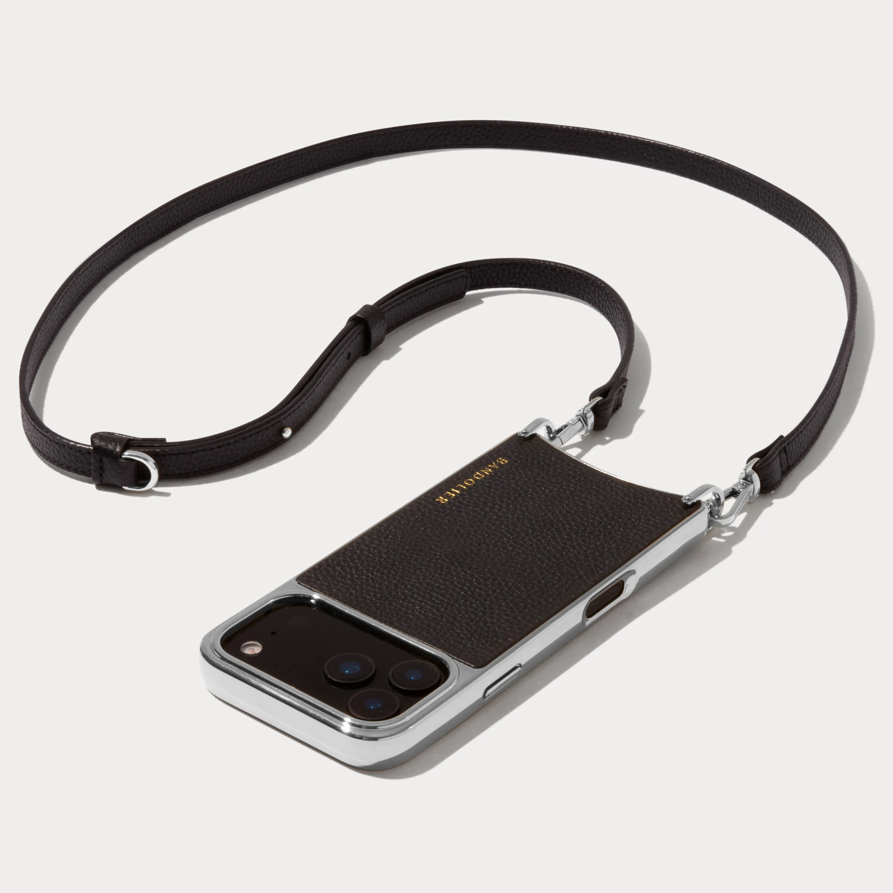 Rayna Chrome Crossbody Phone Case - Black/Chrome Silver sold by Bandolier