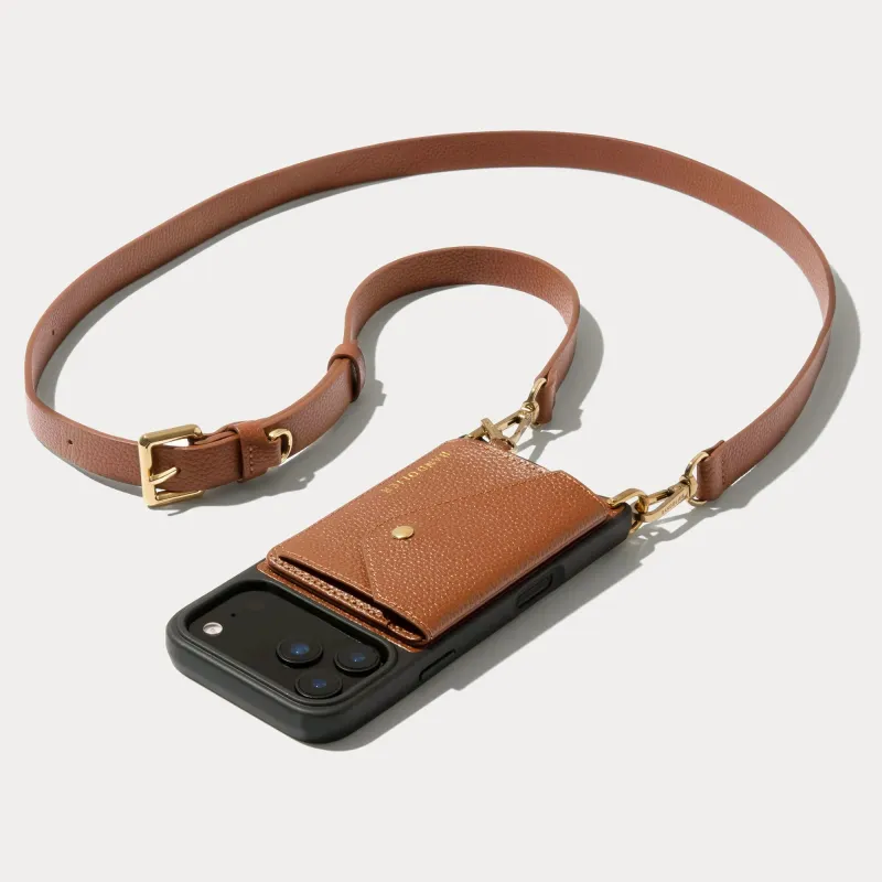 Hailey Side Slot Leather Crossbody Bandolier - Saddle Brown/Gold made by Bandolier