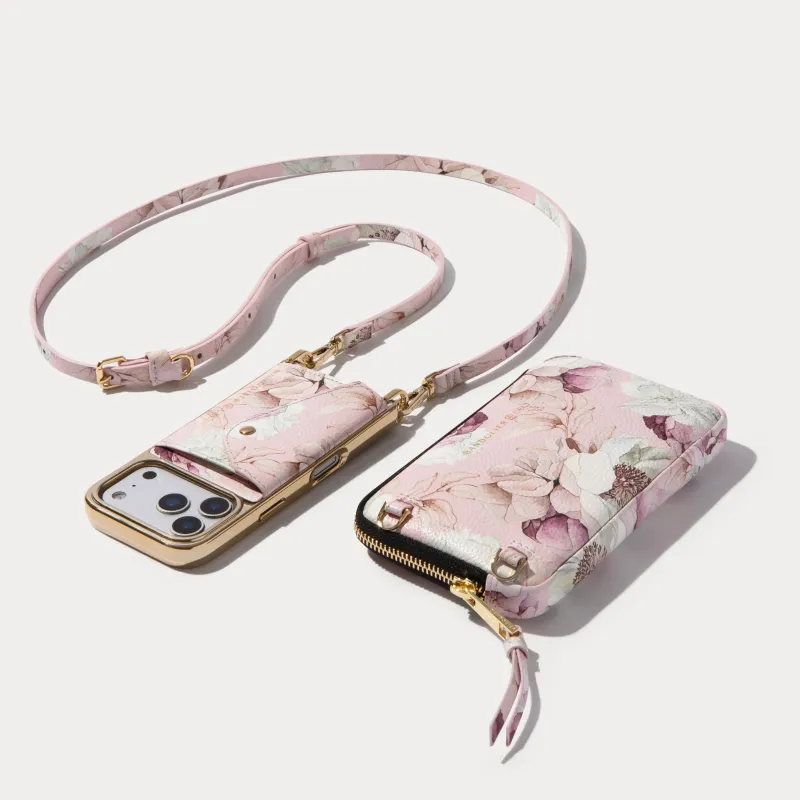 Donna Pouch Set - Pink Floral/Chrome Gold made by Bandolier