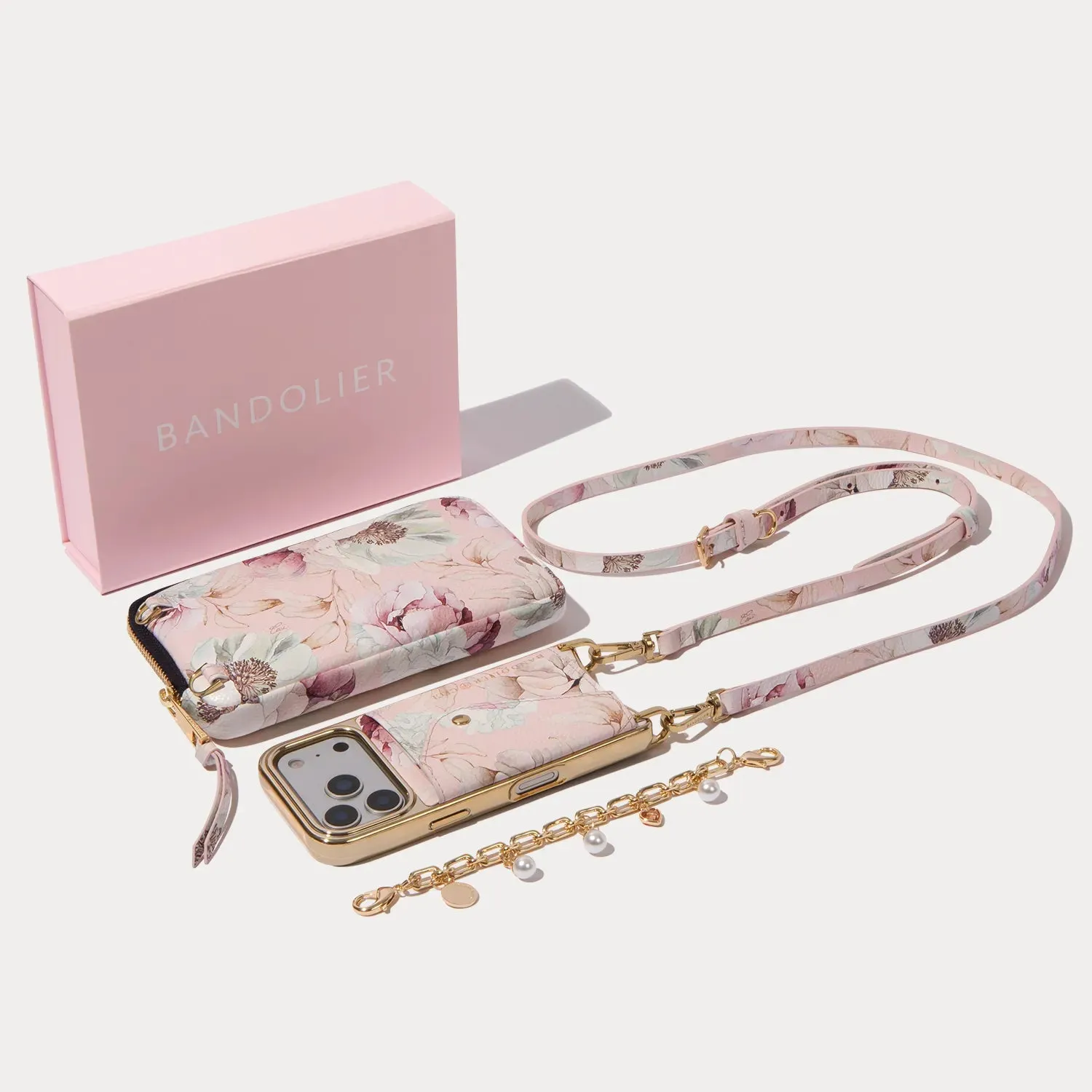 The Expanded Gift Set - Ceci Pink Floral/Chrome Gold sold by Bandolier