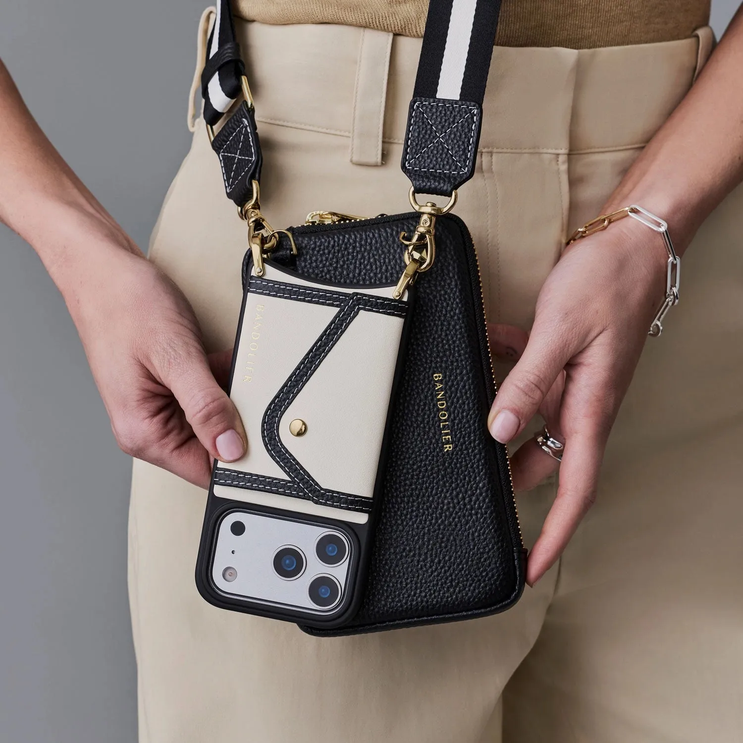Brooke Canvas Pouch Set - Cream Black/Gold sold by Bandolier product image thumbnail 3