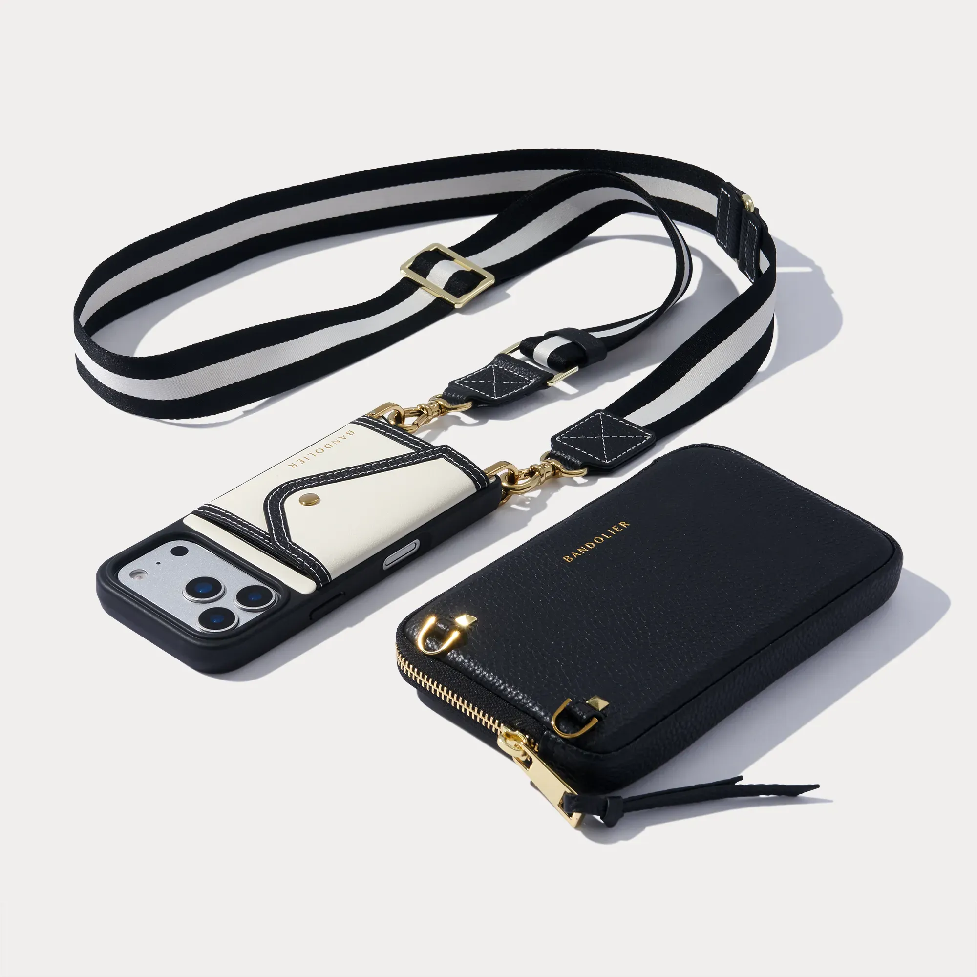 Brooke Canvas Pouch Set - Cream Black/Gold sold by Bandolier