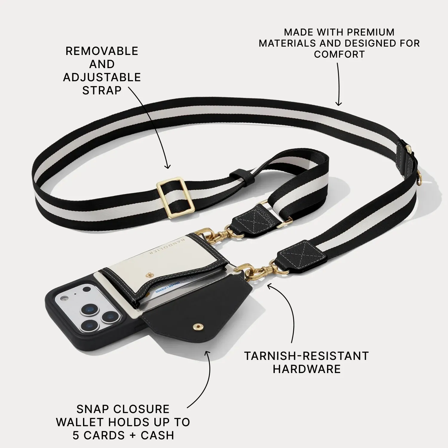 Brooke Canvas Pouch Set - Cream Black/Gold sold by Bandolier product image thumbnail 2