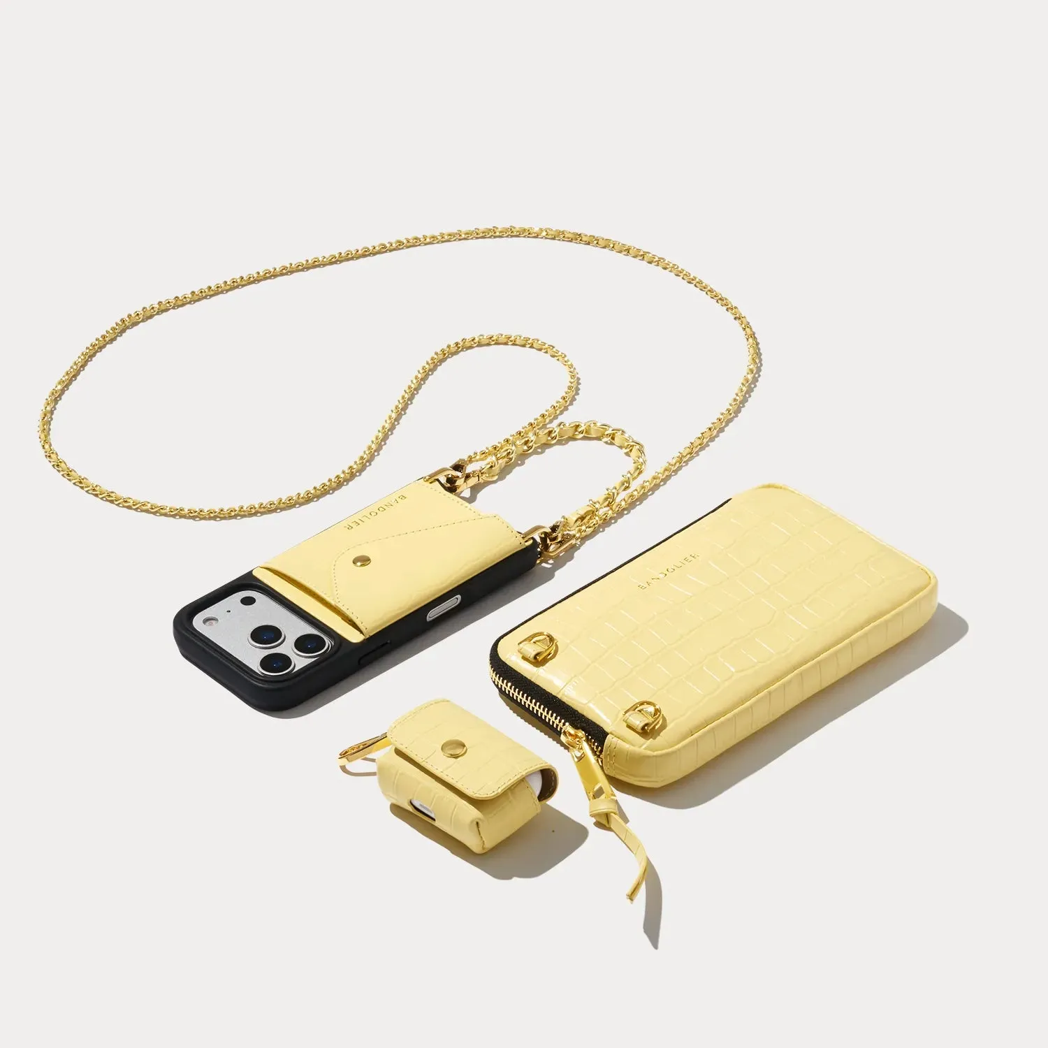 The Lily Essentials Set - Butter Yellow Croc/Gold sold by Bandolier