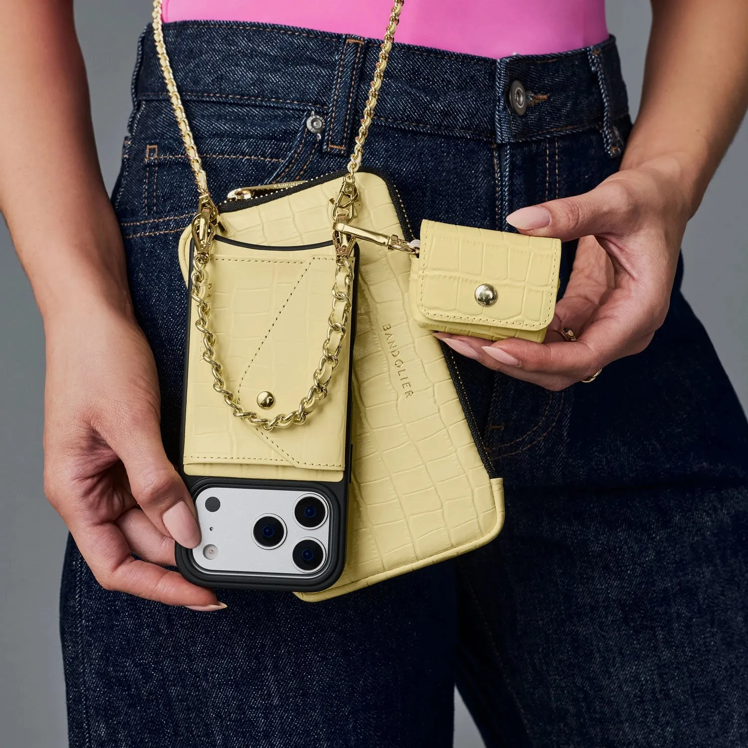 The Lily Essentials Set - Butter Yellow Croc/Gold sold by Bandolier product image thumbnail 3