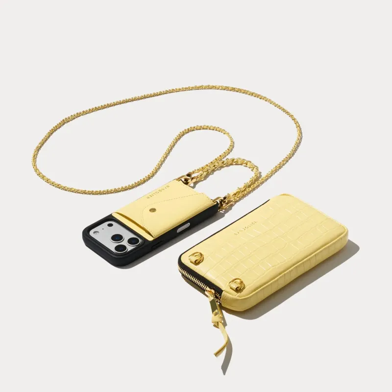 Lily Expanded Set - Butter Yellow Croc/Gold made by Bandolier