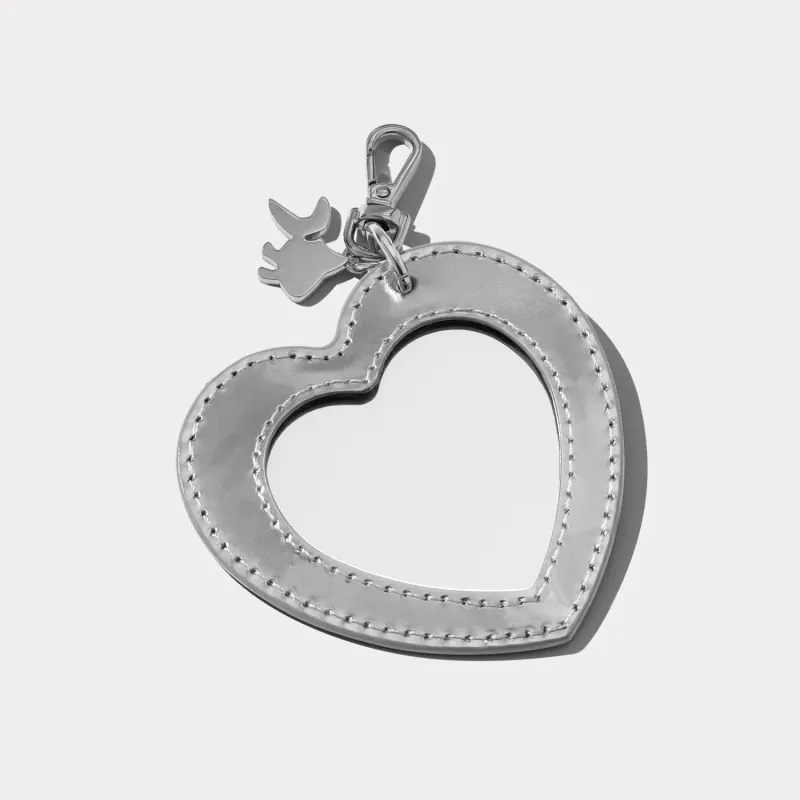 Mirror Heart Charm - SilverPatent/Silver made by Bandolier
