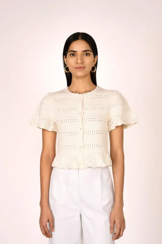 Laura Crochet Cardigan Cream made by Banjanan