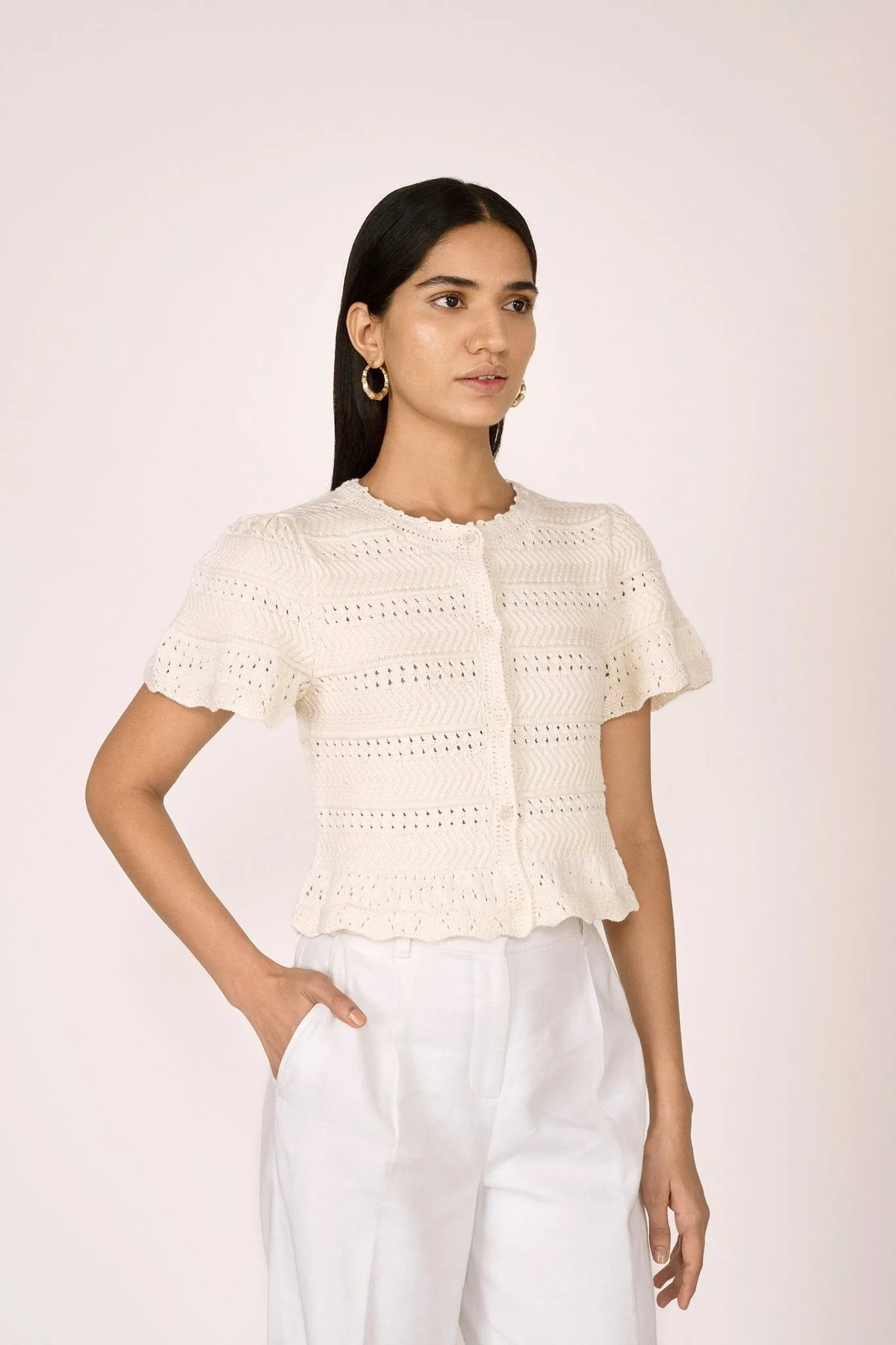 Laura Crochet Cardigan Cream sold by Banjanan product image thumbnail 2
