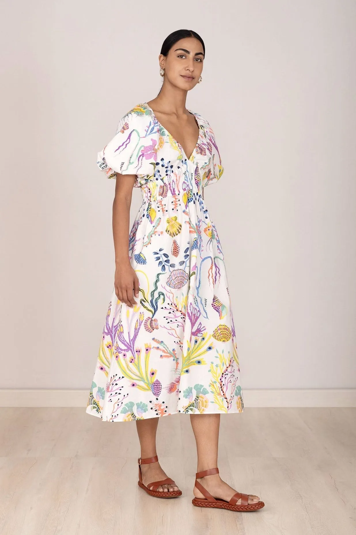 Francesca Dress Marine Mirage sold by Banjanan