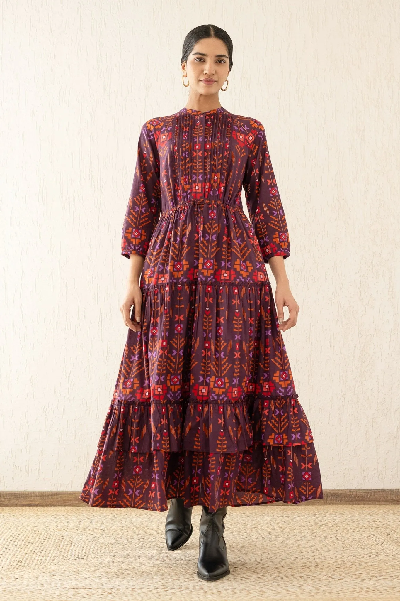 Bazaar Dress Emilie Deco Cinnamon sold by Banjanan