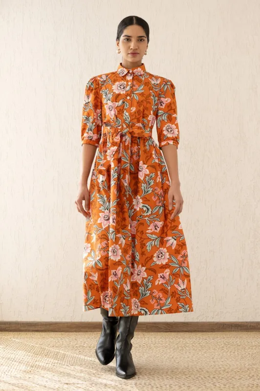 Marlene Dress Elisabetta Vine Spice sold by Banjanan